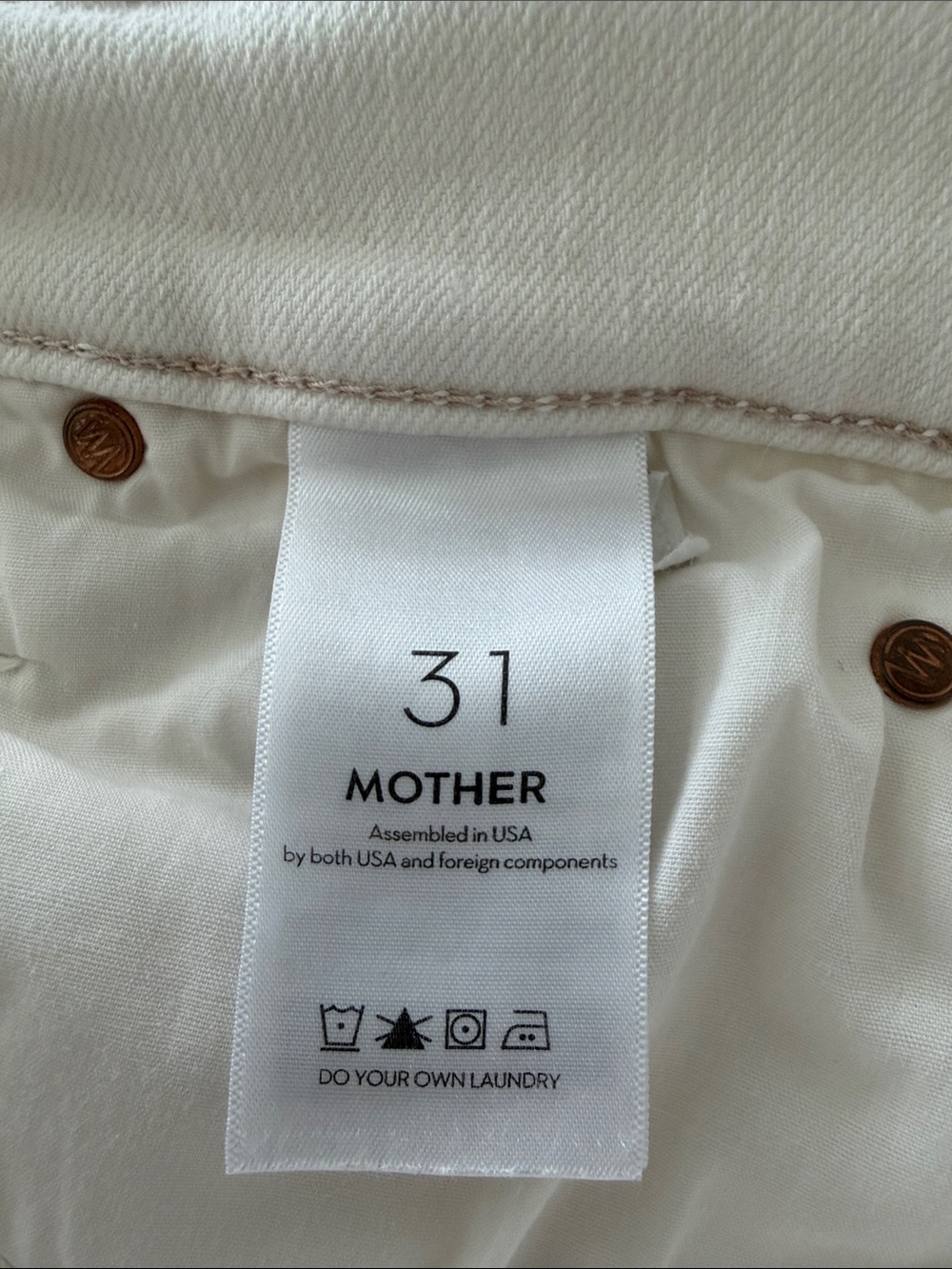 Mother The Mid Rise Dazzler Crop Frayed Hem Jeans in Cream Puffs Size 31 USA - Picture 9 of 14